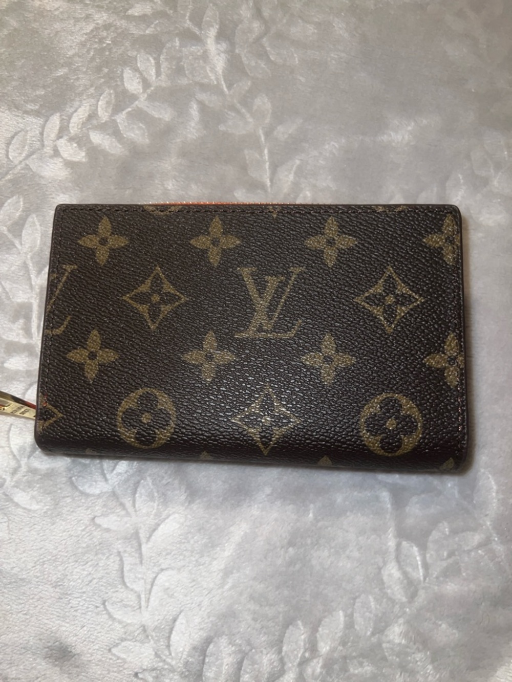 Orange  Monogram Canvas Brown Zip Wallet